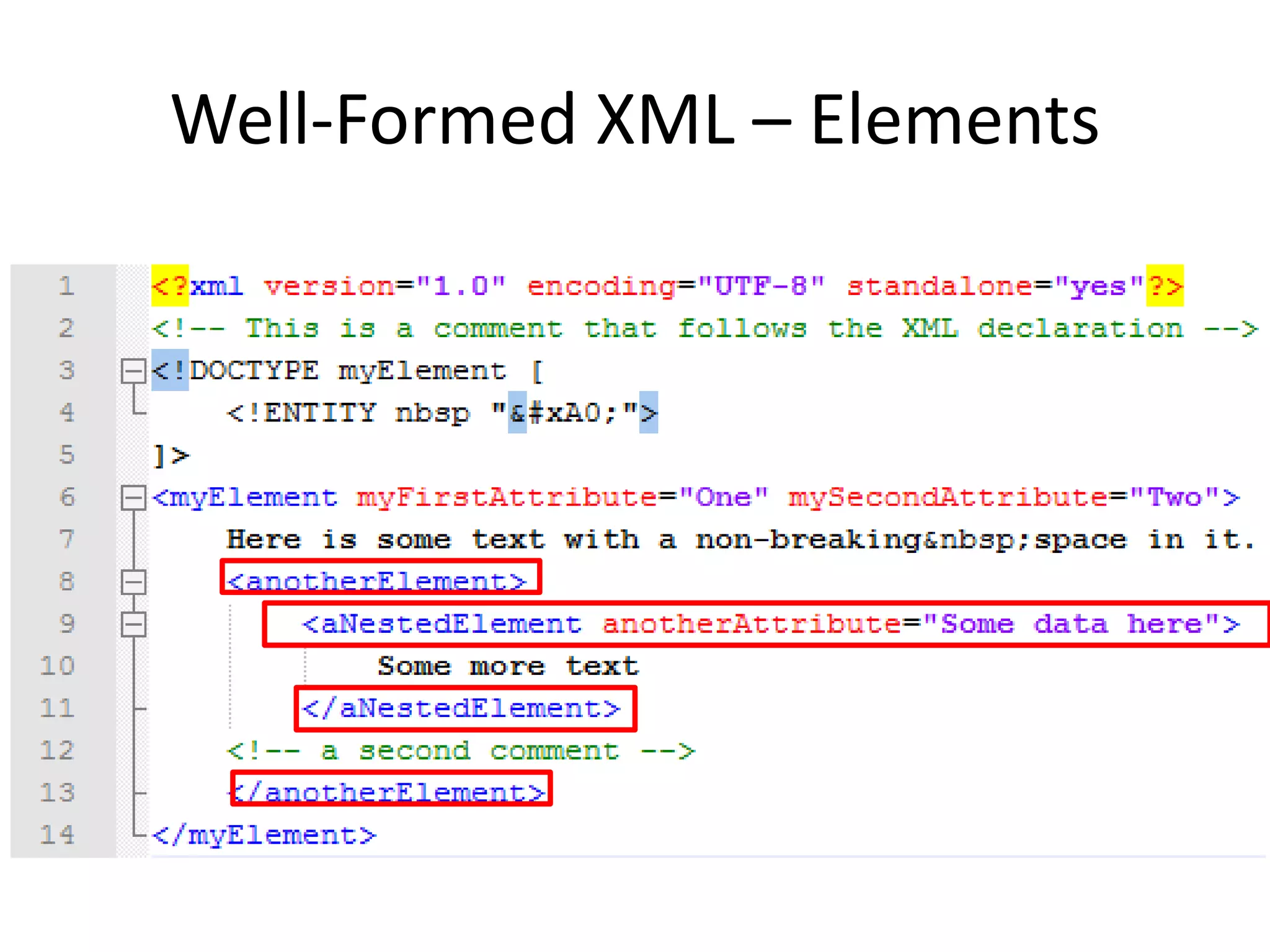 Well-Formed XML – Elements
 