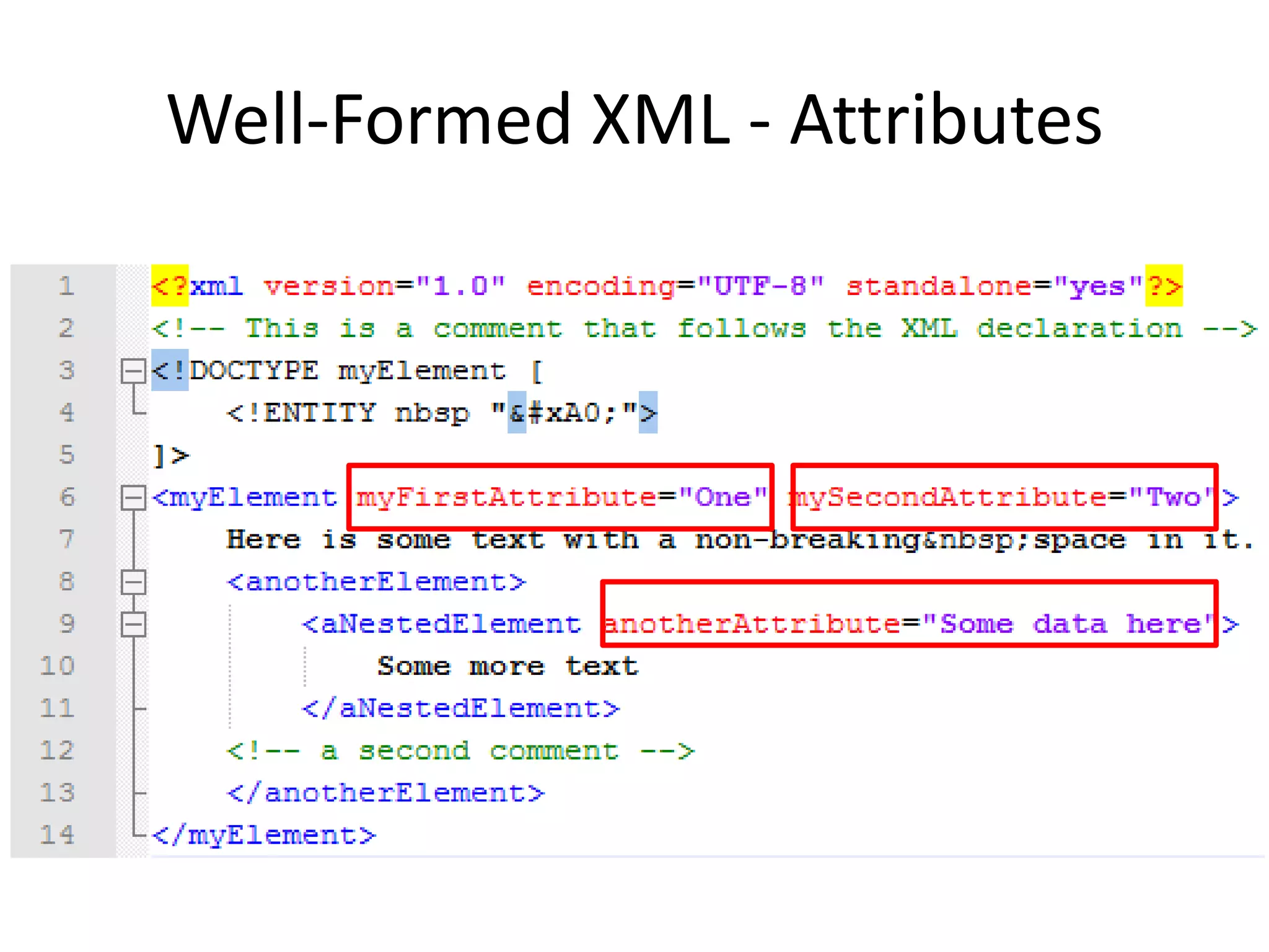 Well-Formed XML - Attributes
 