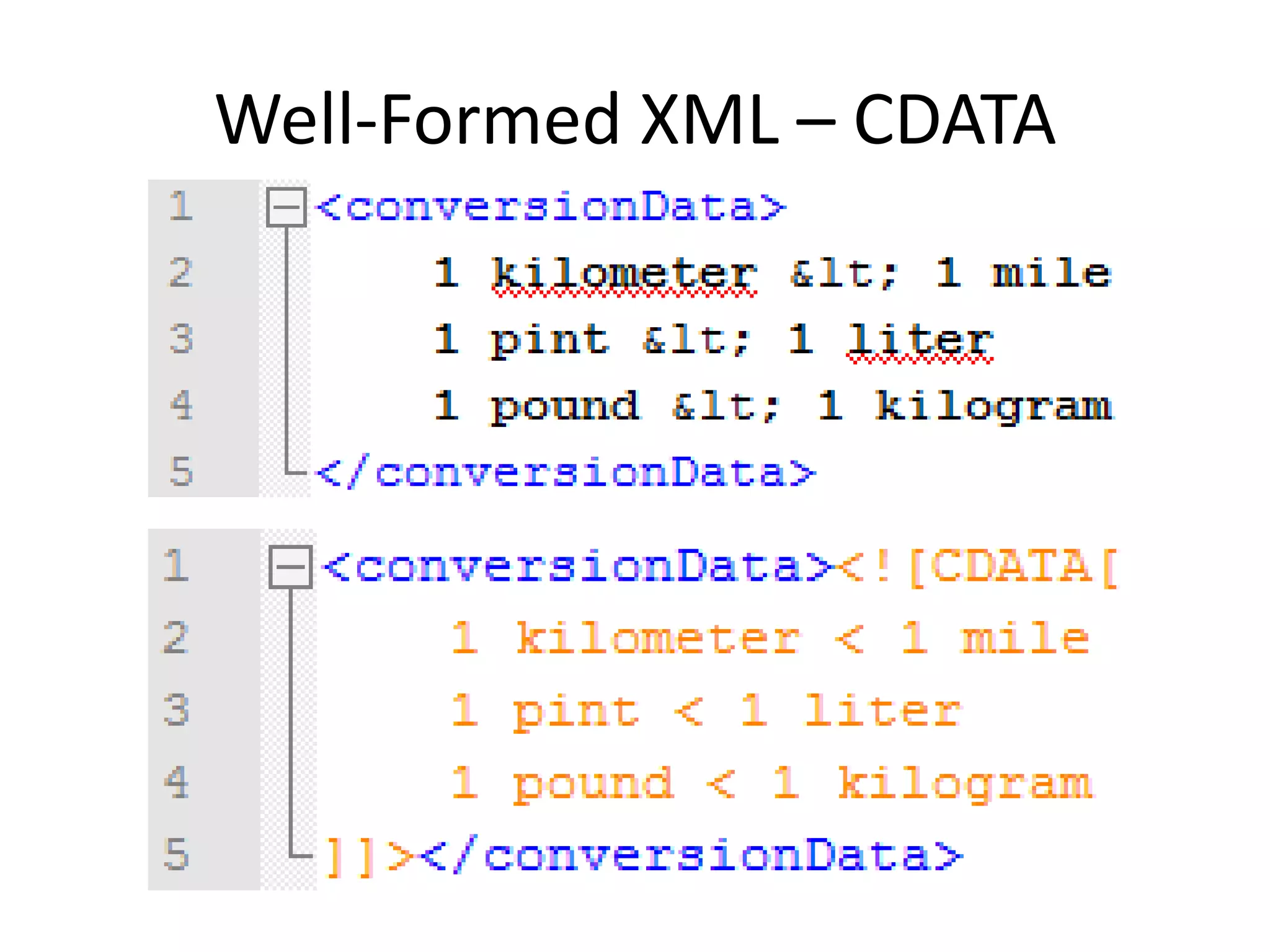 Well-Formed XML – CDATA
 