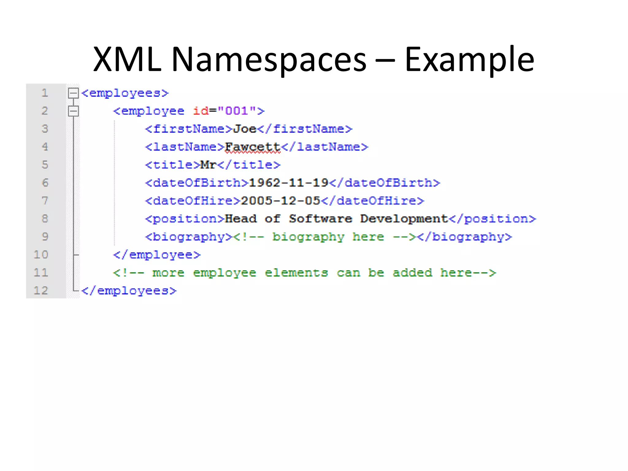 XML Namespaces – Example
 