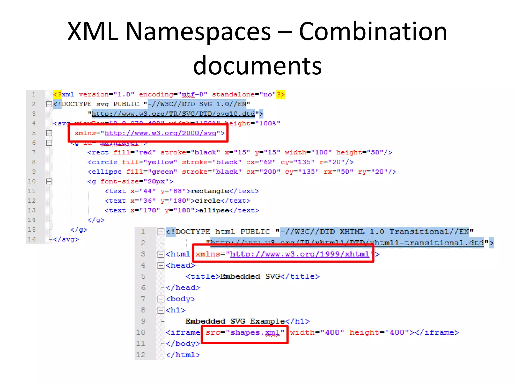 XML Namespaces – Combination
documents
 