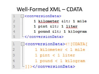 Well-Formed XML – CDATA
 