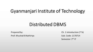 DDBMS _ Chap 1 Introduction of Distributed DBMS | PPT