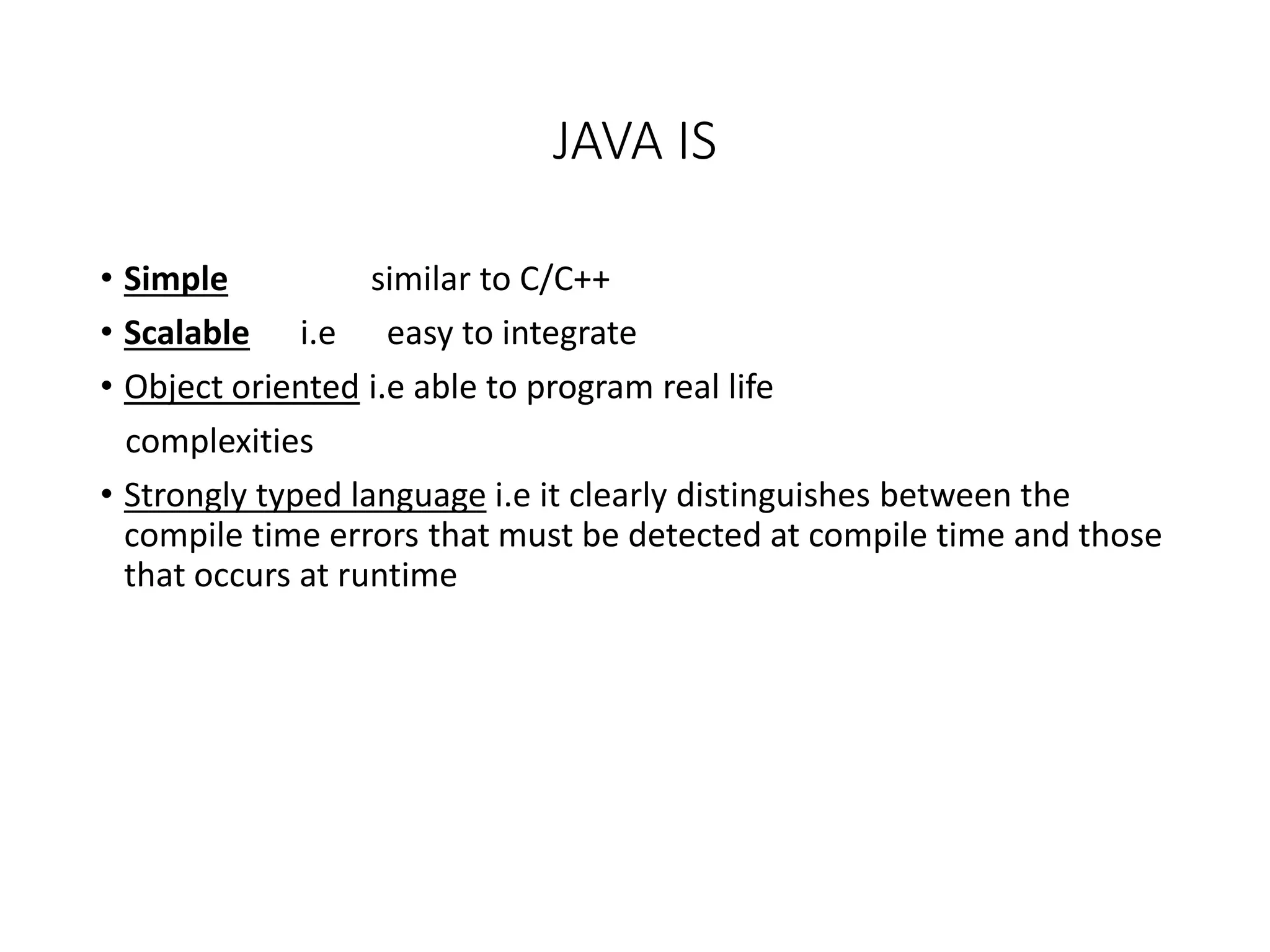 Introduction to Core Java feature and its characteristics | PPT