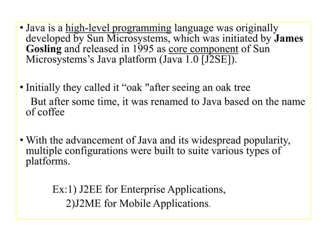 Introduction to Core Java feature and its characteristics | PPT