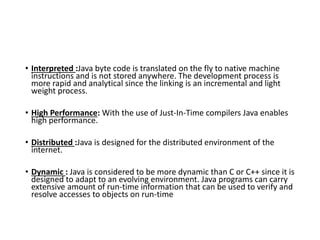 Introduction to Core Java feature and its characteristics | PPT | Free ...