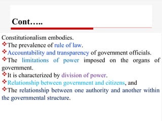 Comprehensive Overview of Constitution and Constitutionalism Principles ...