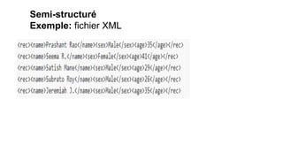 Semi-structuré
Exemple: fichier XML
 