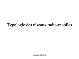 Houda KHEDHER
Typologie des réseaux radio-mobiles
 