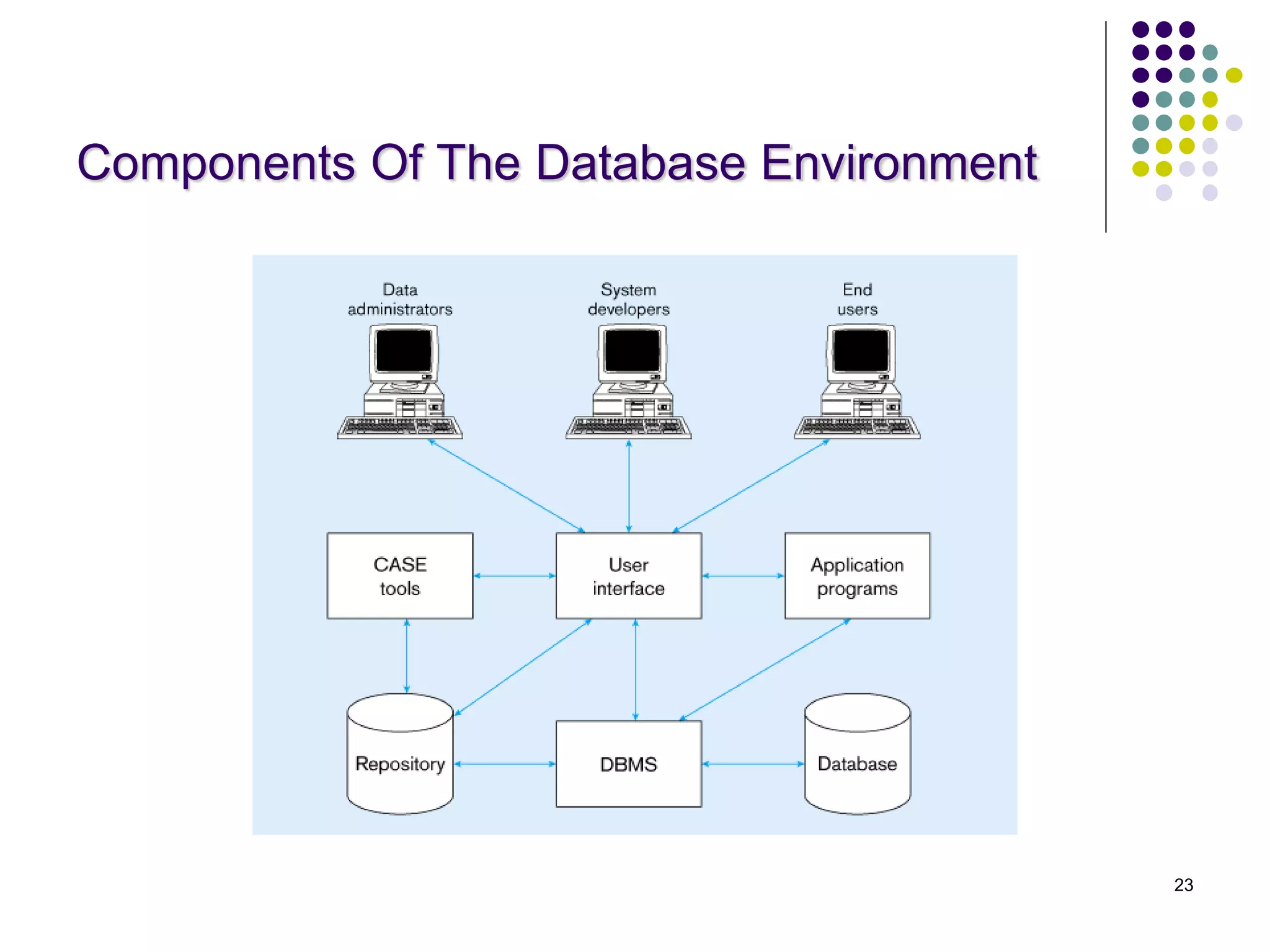 23
Components Of The Database Environment
 