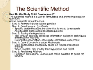 Scientific Method Human Development Chap 1 life span development | PPTX