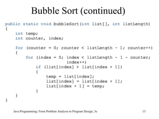 Bubble Sort (continued) 