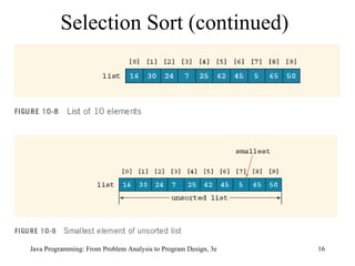 Selection Sort (continued) 