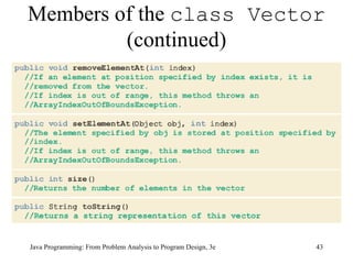 Members of the  class Vector  (continued) 