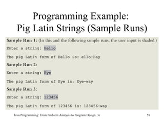 Programming Example:  Pig Latin Strings (Sample Runs) 