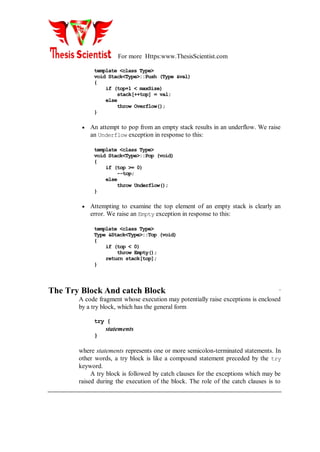 EXCEPTION HANDLING in C++ | PDF