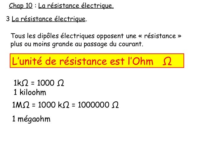 unite de resistance electrique