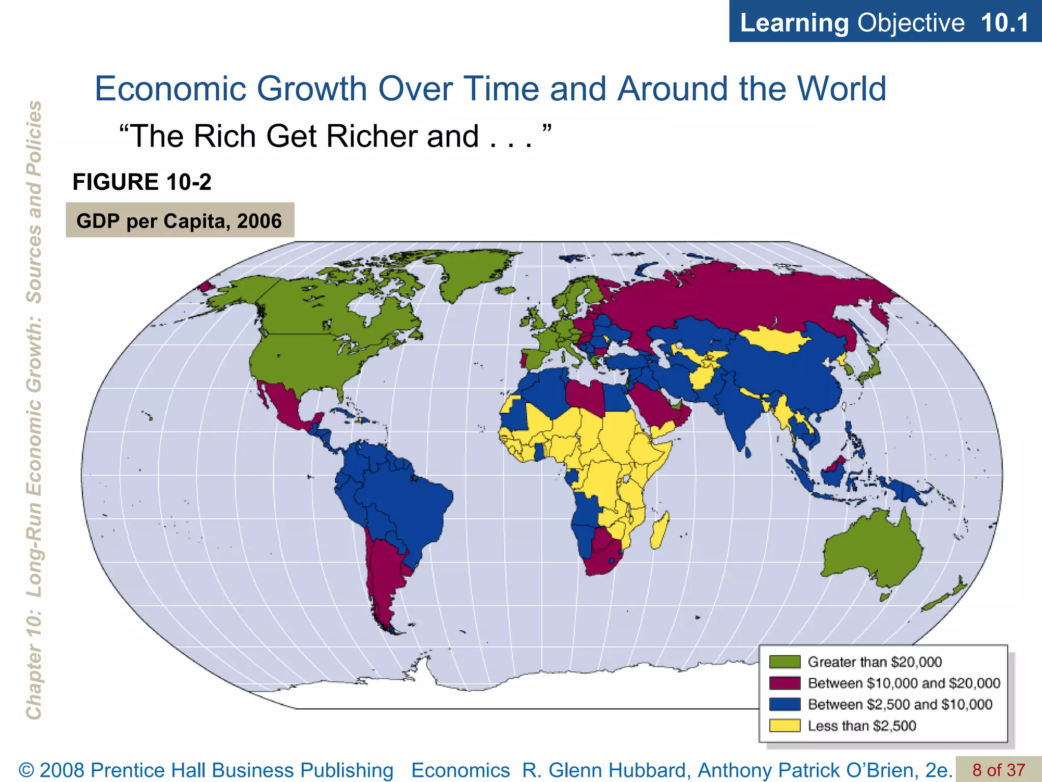 Learning  Objective  10.1 FIGURE 10-2 GDP per Capita, 2006 Economic Growth Over Time and Around the World “ The Rich Get Richer and . . . ” 