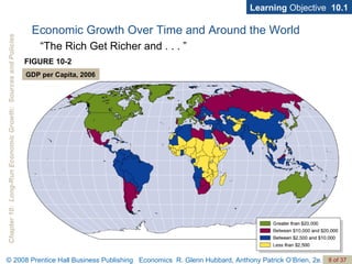 Learning  Objective  10.1 FIGURE 10-2 GDP per Capita, 2006 Economic Growth Over Time and Around the World “ The Rich Get Richer and . . . ” 