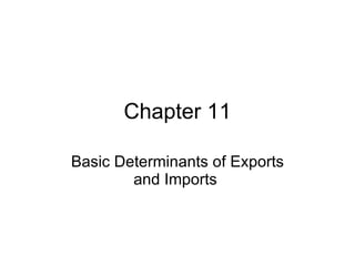 Chapter 11 Basic Determinants of Exports and Imports  