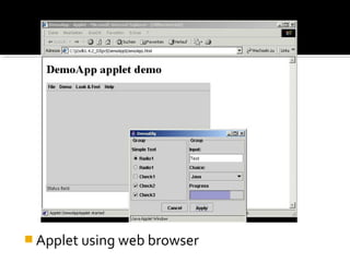  Applet using web browser
 