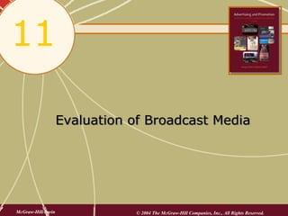 11

                    Evaluation of Broadcast Media




McGraw-Hill/Irwin              © 2004 The McGraw-Hill Companies, Inc., All Rights Reserved.
 