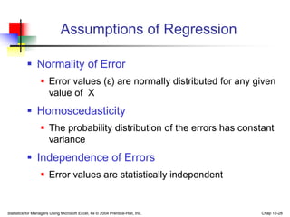 Statistics for Managers Using Microsoft Excel, 4e © 2004 Prentice-Hall, Inc. Chap 12-28
Assumptions of Regression
 Normal...
