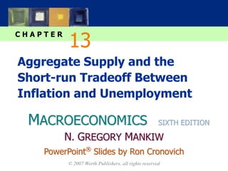 MACROECONOMICS
C H A P T E R
© 2007 Worth Publishers, all rights reserved
SIXTH EDITION
PowerPoint®
Slides by Ron Cronovich
N. GREGORY MANKIW
Aggregate Supply and the
Short-run Tradeoff Between
Inflation and Unemployment
13
 