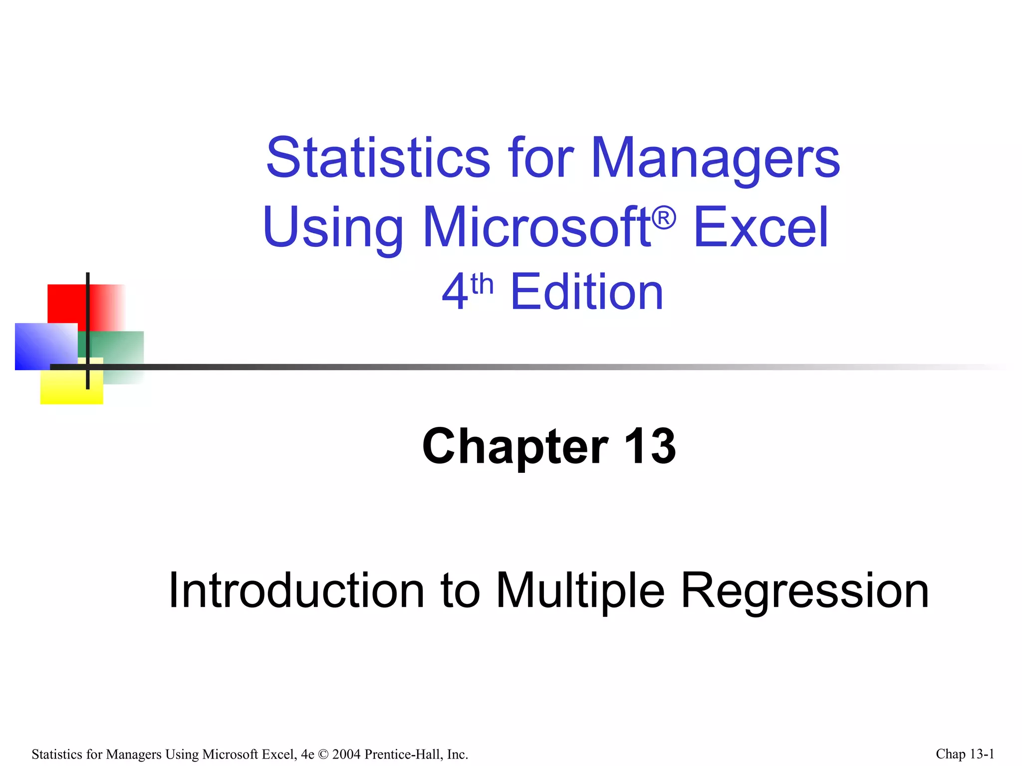 Chap13 intro to multiple regression | PPT