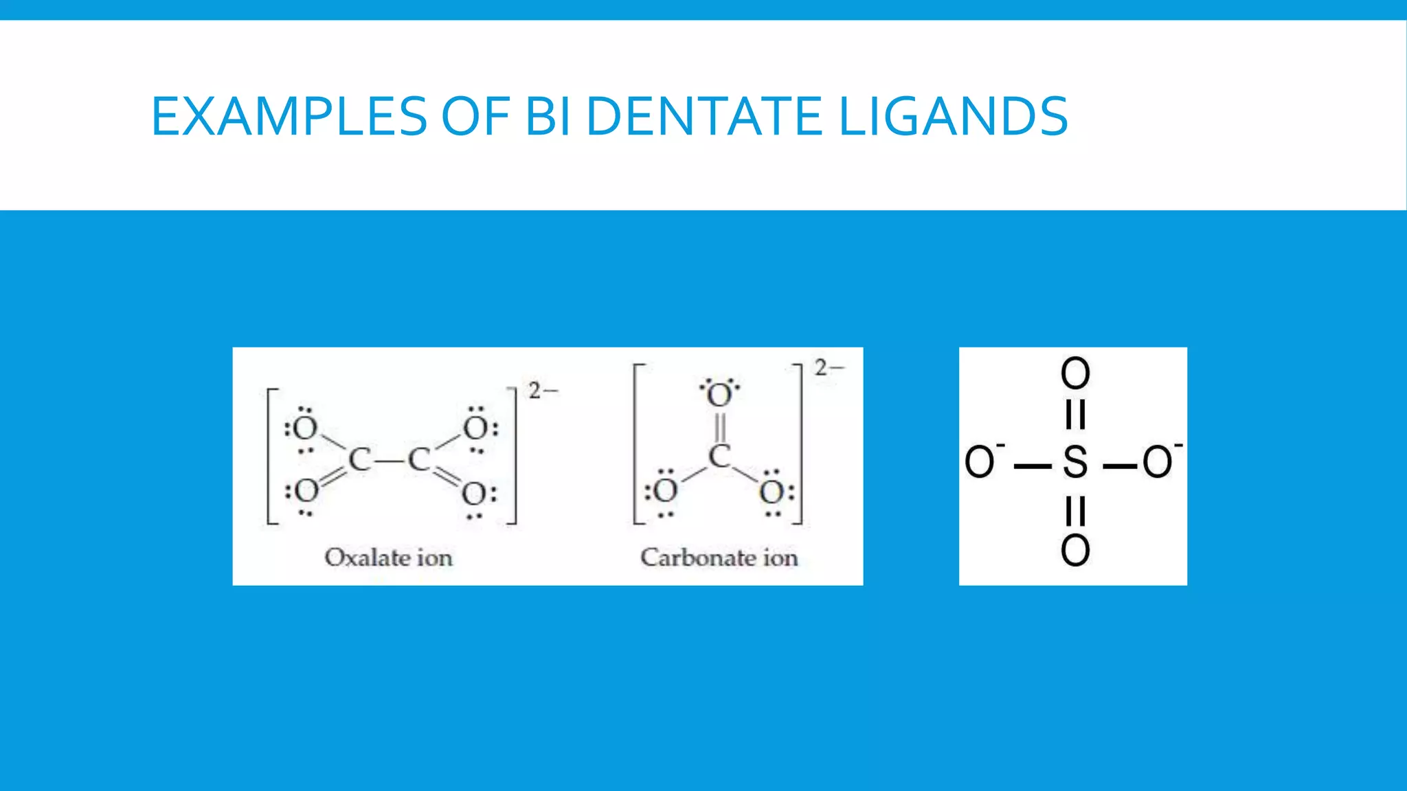 EXAMPLES OF BI DENTATE LIGANDS
 
