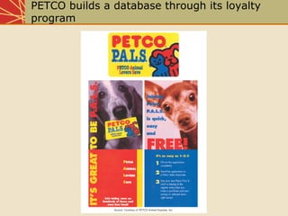 PETCO builds a database through its loyalty
program
 