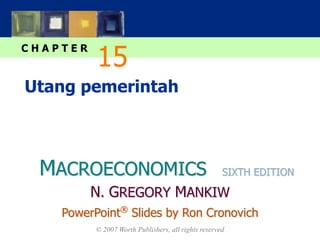 MACROECONOMICS
C H A P T E R
© 2007 Worth Publishers, all rights reserved
SIXTH EDITION
PowerPoint®
Slides by Ron Cronovich
N. GREGORY MANKIW
Utang pemerintah
15
 
