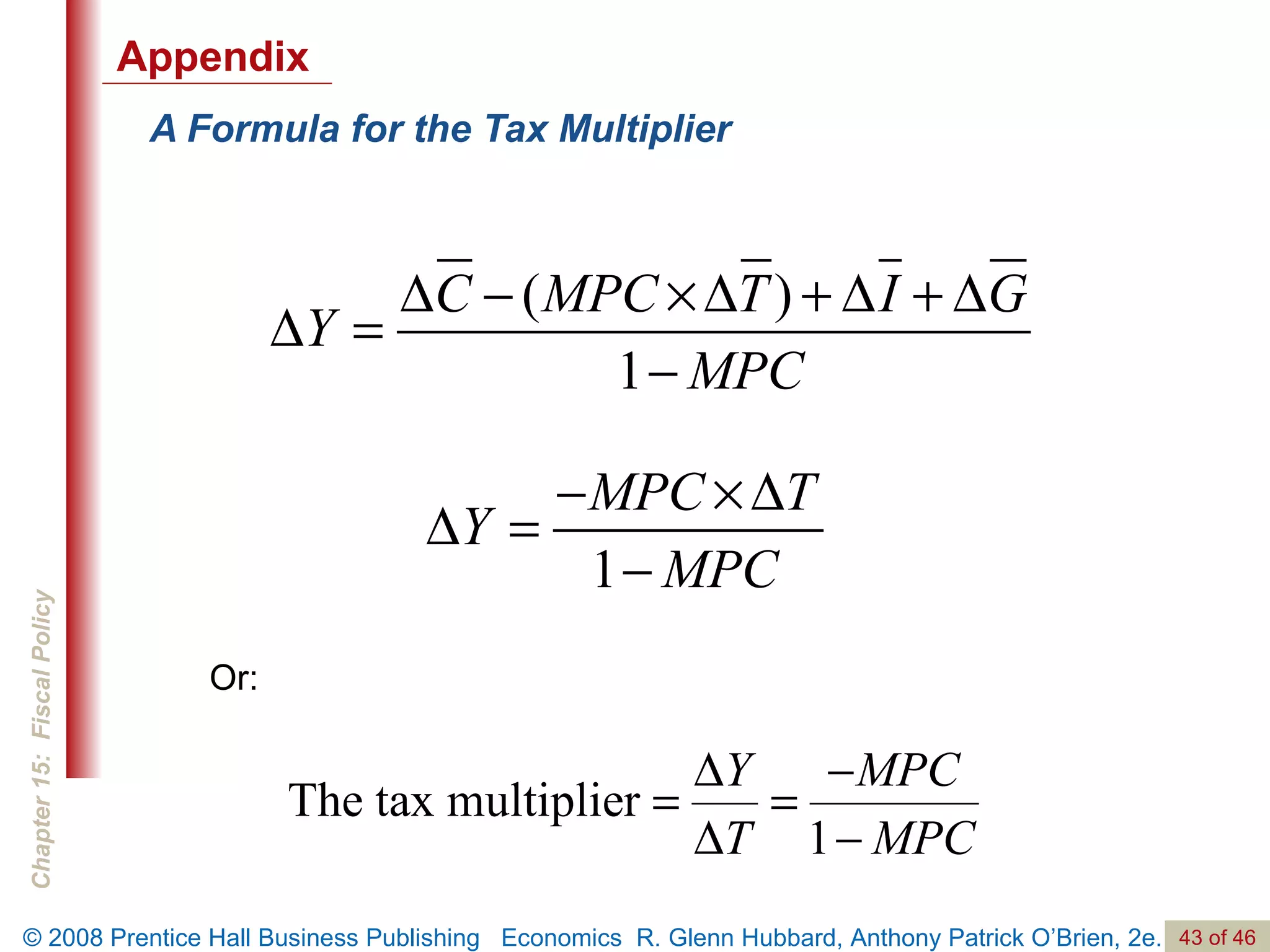 A Formula for the Tax Multiplier Or:  Appendix 