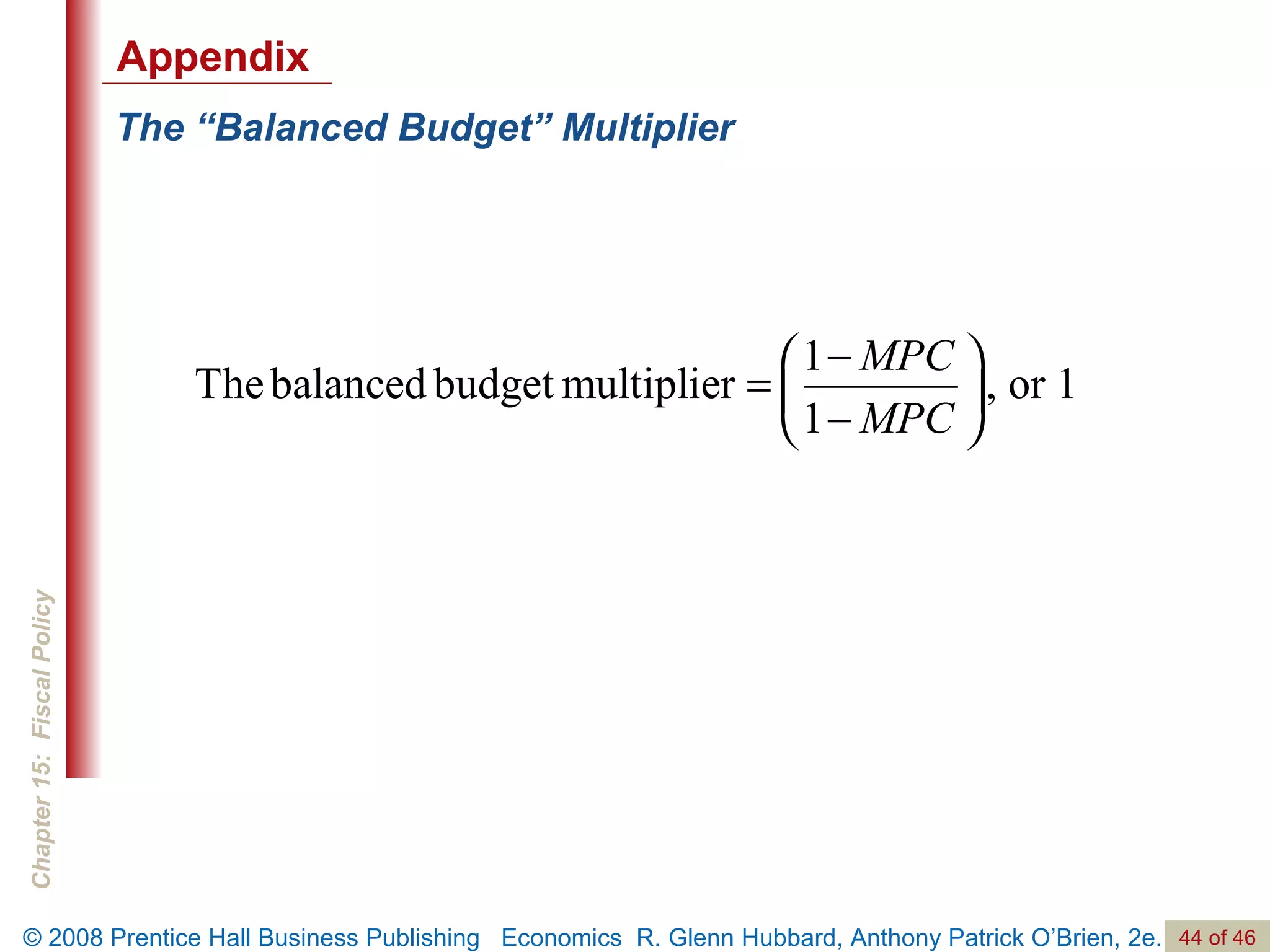 The “Balanced Budget” Multiplier Appendix 