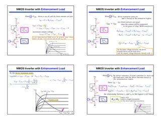 6
NMOS Inverter with Enhancement Load
When vI < VTND
NMOS Inverter with Enhancement Load
When vI > VTND
Just greater than
NMOS Inverter with Enhancement Load NMOS Inverter with Enhancement Load
When vI > VIt
 