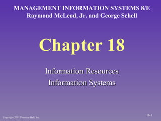 Chapter 18 ,[object Object],[object Object],MANAGEMENT INFORMATION SYSTEMS 8/E Raymond McLeod, Jr. and George Schell Copyright 2001 Prentice-Hall, Inc. 18- 