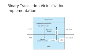 Binary Translation Virtualization
Implementation
 