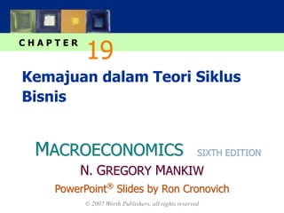 MACROECONOMICS
C H A P T E R
© 2007 Worth Publishers, all rights reserved
SIXTH EDITION
PowerPoint®
Slides by Ron Cronovich
N. GREGORY MANKIW
Kemajuan dalam Teori Siklus
Bisnis
19
 