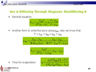 2008/2009 II
BKF 2432: MASS TRANSFER FKKSA, UMP
24
 