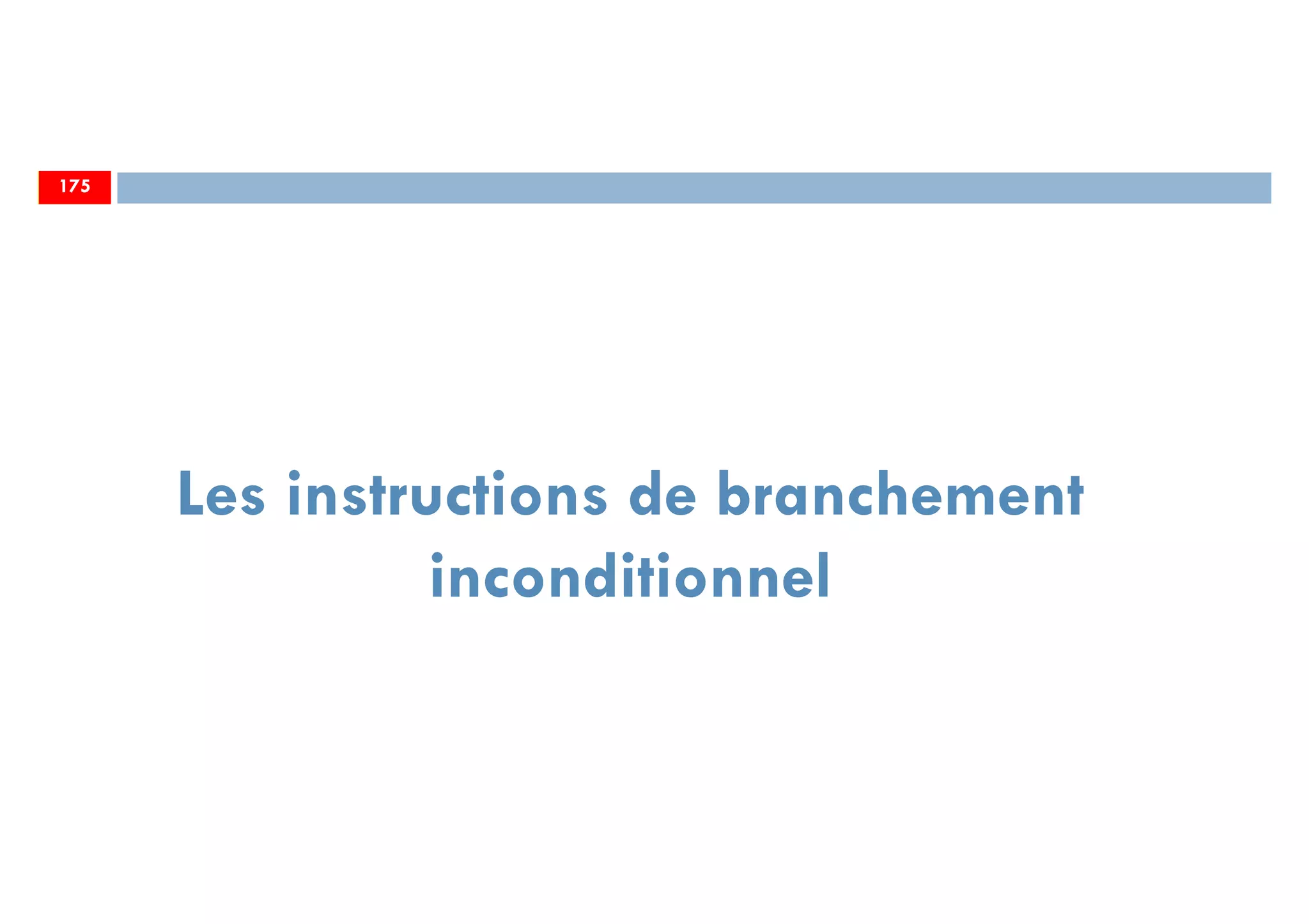 175175
Les instructions de branchement
inconditionnel
 