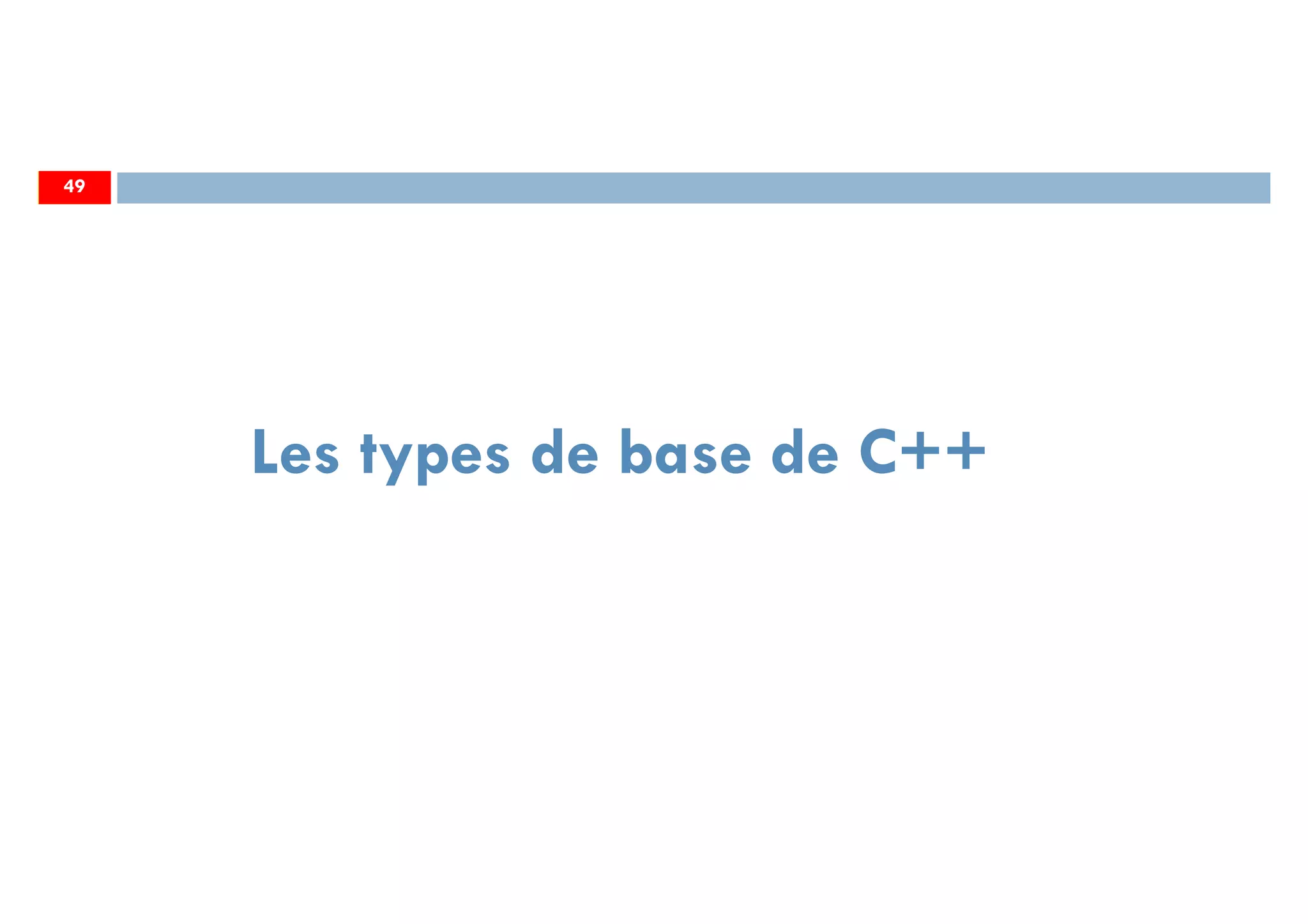 49
Les types de base de C++
49
 