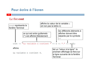 89
Pour écrire à l’écran
89
Le flot cout
 