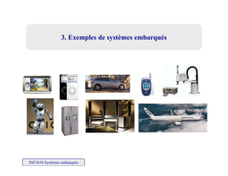 3. Exemples de systèmes embarqués3. Exemples de systèmes embarqués
INF3610 Systèmes embarqués
 
