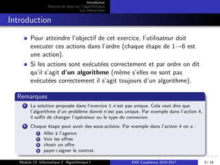 Solution Algorithmique Chap1 introduction à l'algoritmique | PDF