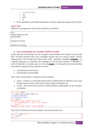 Chap1 Introduction à python | PDF