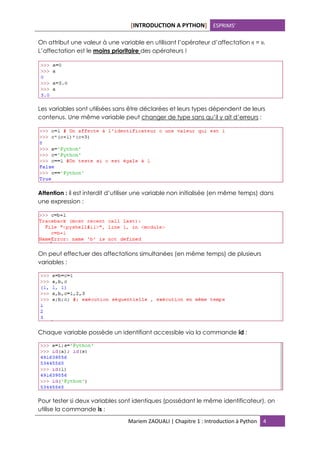Chap1 Introduction à python | PDF