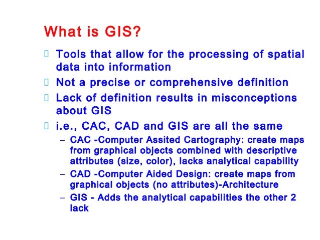 chap1 introduction to geographic information system gis geographic information system definition