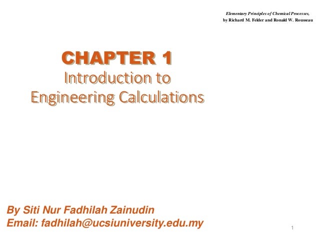 elementary principles of chemical processes