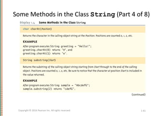 Some Methods in the Class String (Part 4 of 8)
1-61
Copyright © 2016 Pearson Inc. All rights reserved.
 