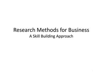 1
Research Methods for Business
A Skill Building Approach
 